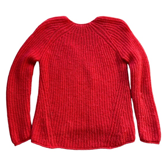 Rag & Bone Joseph V neck wool blend  chunky knit sweater red orange oversized XS - Picture 3 of 9